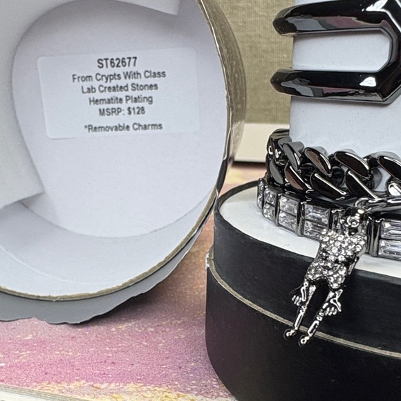 Halloween Stack Bracelets- Hematite Plating “Skelly” From Crypts With Class - Picture 3 of 3